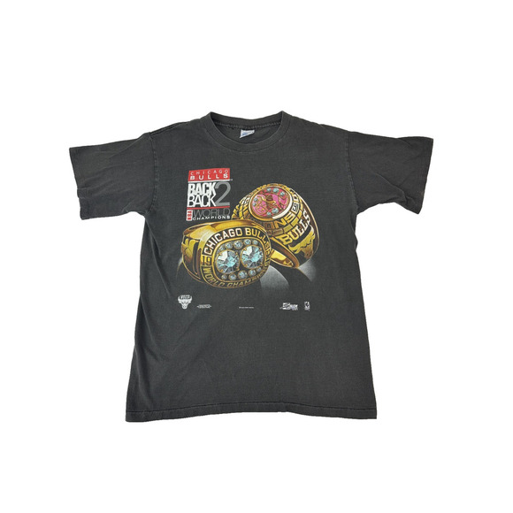 Vintage 1991 Chicago Bulls Back 2 Back Champions Rings Single Stitch Shirt Large - Picture 1 of 9